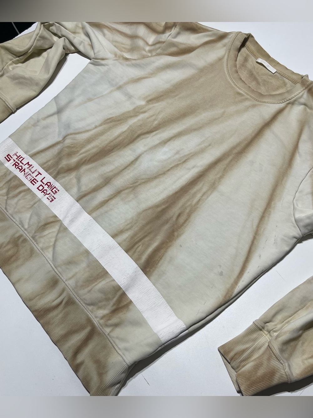 Helmut Lang Strange Days Tie-Dye Sweatshirt SS20 Sand Brown Size XL As Is - Picture 4 of 8